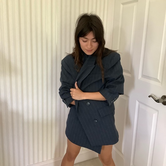 Selected Femme Double Breasted Blazer In Pinstripe Size 38 - Picture 11 of 11